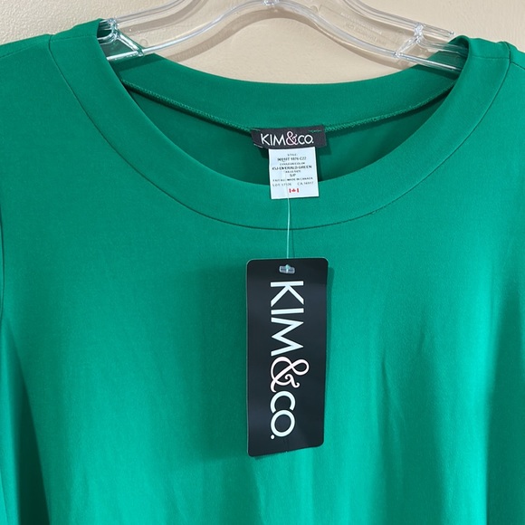 NWT KIM&CO EMERALD GREEN 3/4 SLEEVES SWING DRESS IN SIZE SMALL - Picture 6 of 7